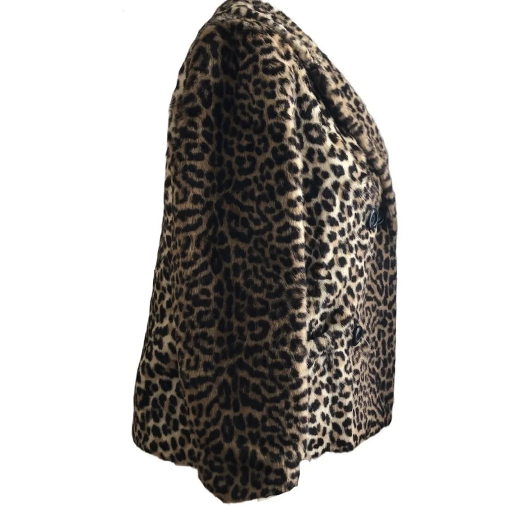 𝅺fairmoor vintage 1970s faux leopard fur jacket size small - Picture 3 of 9